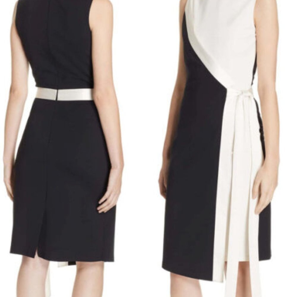 Diane Von Furstenberg LINDSEY ASYMMETRICAL FAUX WRAP SHEATH DRESS Size 12
